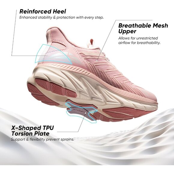 ⚡Women's Pink Slip On Walking Shoes Running Comfortable Tennis Fashion Sneakers - Picture 4 of 8